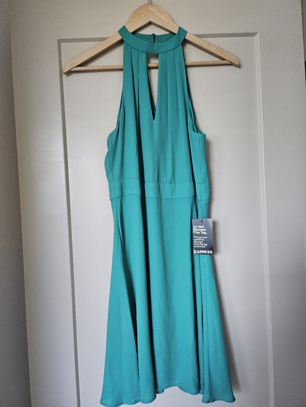 🆕️EXPRESS Teal Halter A-Line Dress - Women's Elegant Cocktail Dress